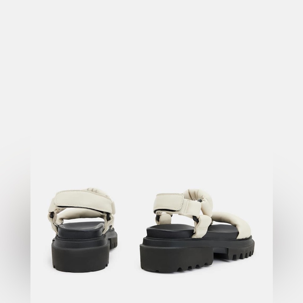 NIB NEW All Saints Helium Sandals Chalk Ivory size 9 puff leather platform - Picture 4 of 6